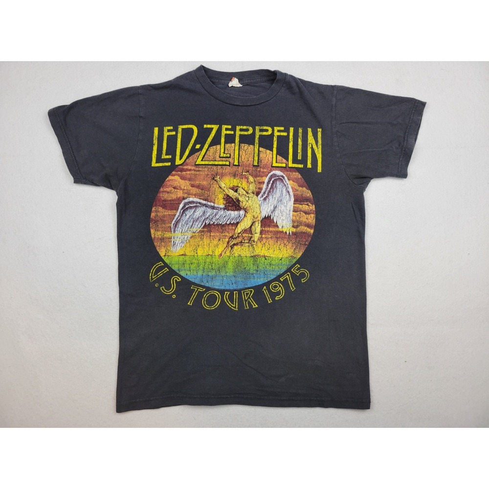 Led Zeppelin Bay Island 1975 US Tour Short Sleeve 2010‎ Rock Band Mens M Faded